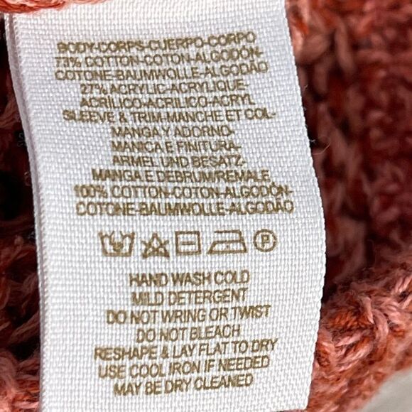 Free People Loose Knit Terra Cotta V Neck Sweater Sz M - Picture 6 of 8